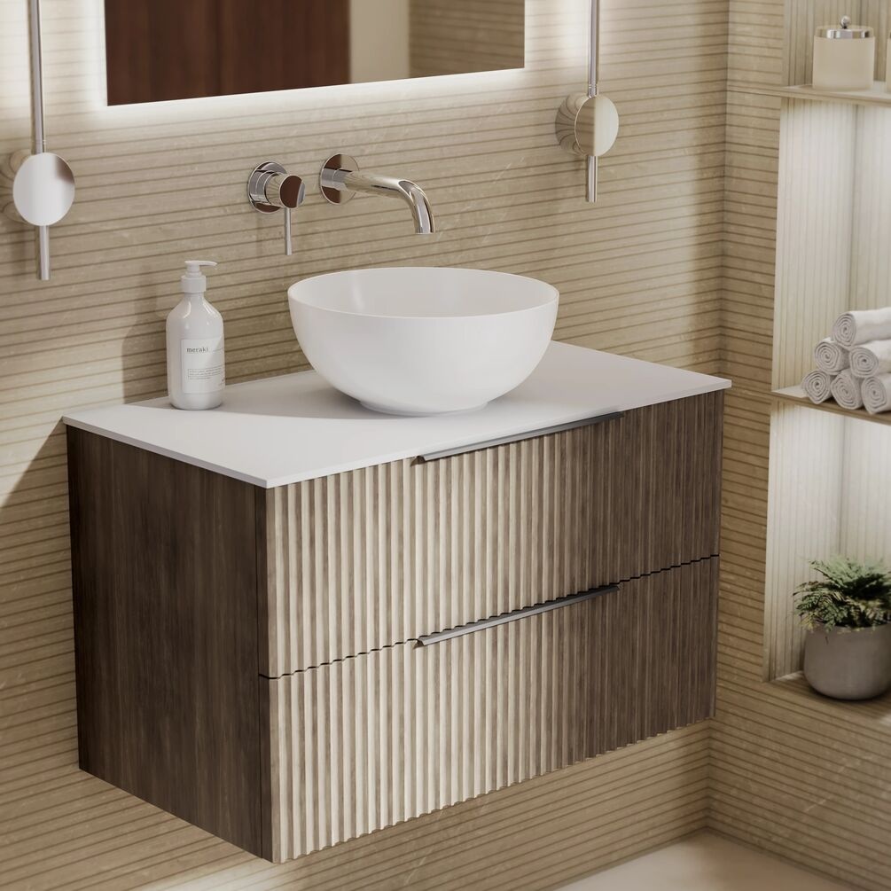 Lifestyle image of Marlow Rockford 800mm Wall-Hung Vanity Unit & Matt White Worktop
